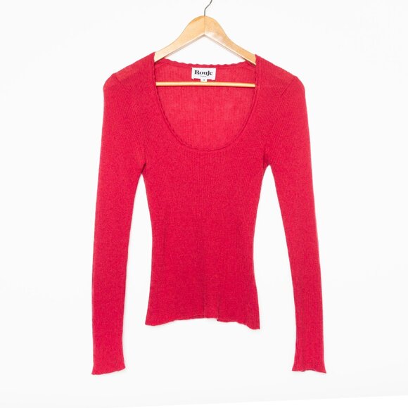 SOLD - Rouje Terry Alpaca Wool Red Knit Long Sleeve Top - FR 36 / US 4 / S - Picture 2 of 12